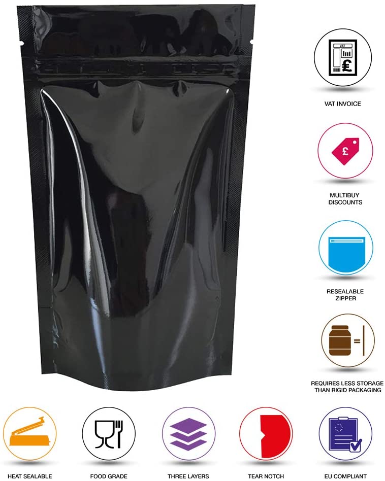 BOLSAS DE ALIMENTOS PLEGABLES - NEGRO